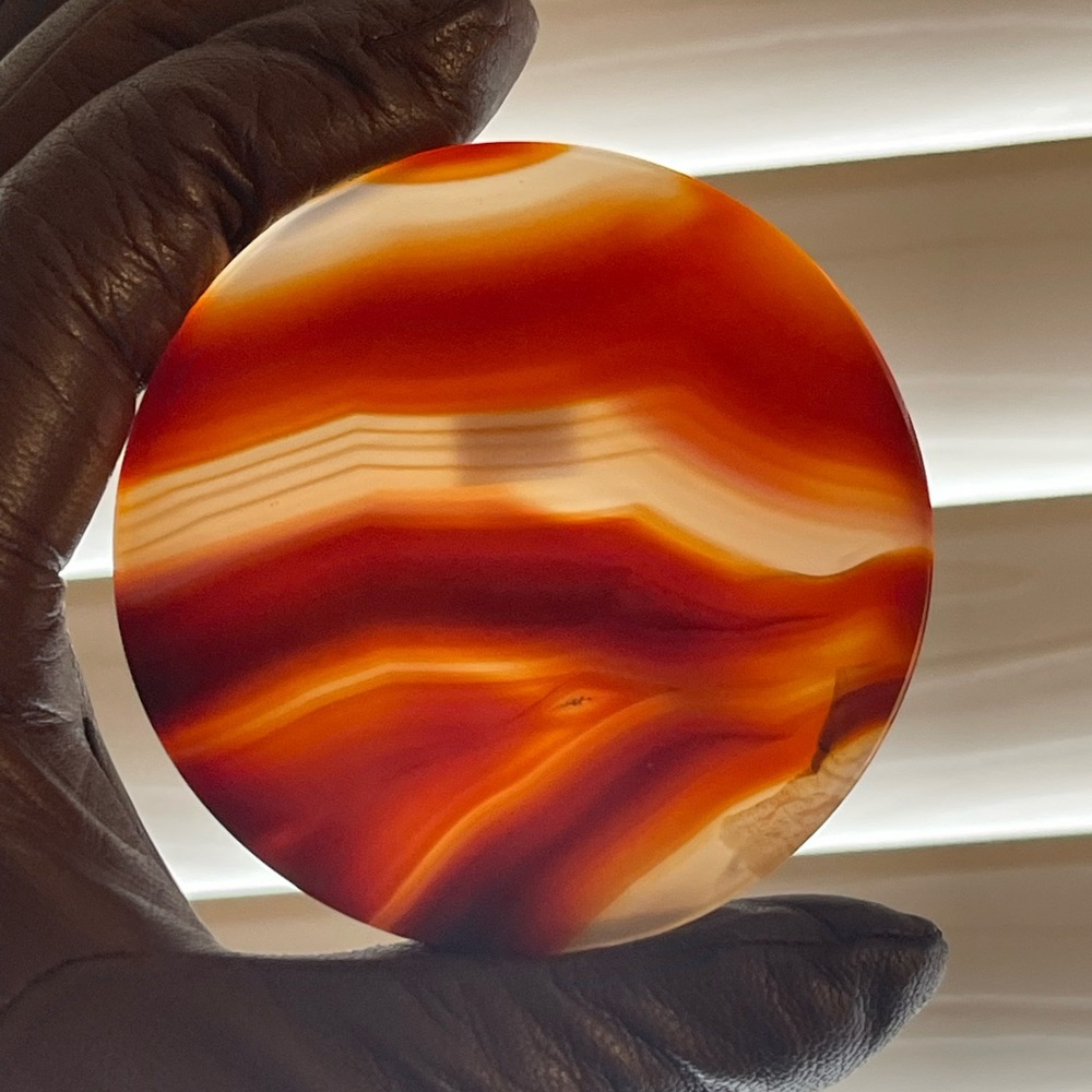 Elegant Agate Art Piece - Carnelian  Hand carved coaster/display piece